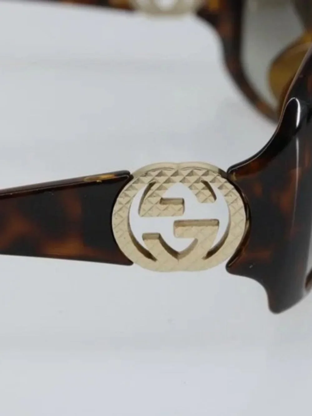 GUCCI Interlocking G Sunglasses Plastic Brown Auth SW1673